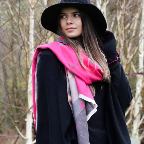 Pink Mix Star & Stripe Jacquard Scarf by Peace of Mind